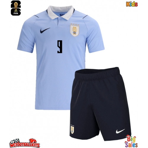 Uruguay Darwin Nunez #9 Replica Home Stadium Kit for Kids World Cup 2026 Short Sleeve (+ pants)